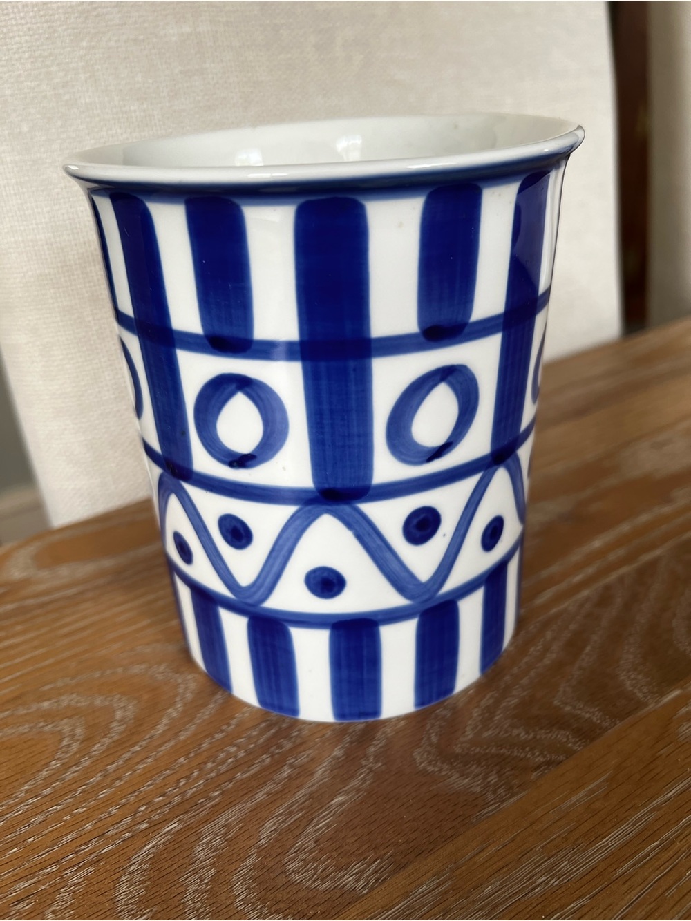 Dansk Arabesque Pottery Utensil Holder Blue & White